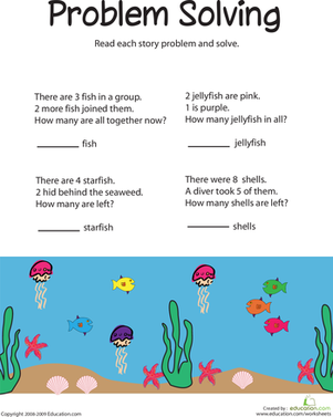 Addition and Subtraction Word Problems: Sea Life