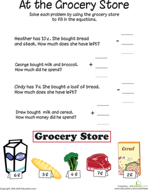 At the Grocery Store: Addition and Subtraction