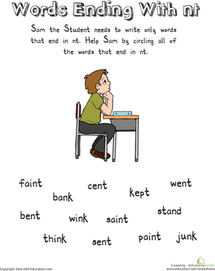 Sam the Student: Words Ending with -Nt