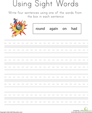 Using Sight Words: Round, Again, On, Had