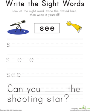 Write the Sight Words: 'See'