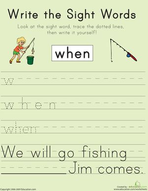 Write the Sight Words: "When"