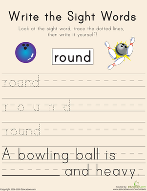 Write the Sight Words: "Round"