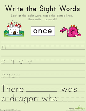 Write the Sight Words: "Once"