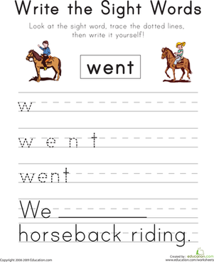Write the Sight Words: "Went" 