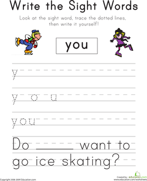 Write the Sight Words: "You"