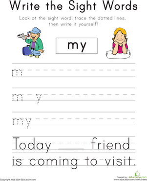 Write the Sight Words: "My"