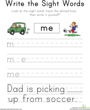 Write the Sight Words: "Me"