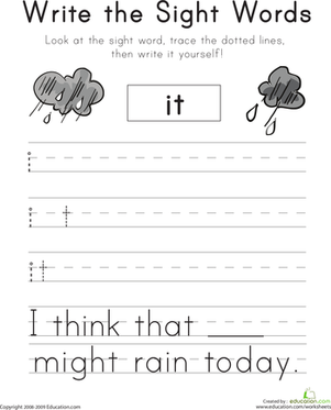 Write the Sight Words:
