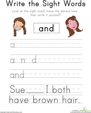 Write the Sight Words: