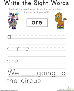 Write the Sight Words: