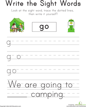 Write the Sight Words: