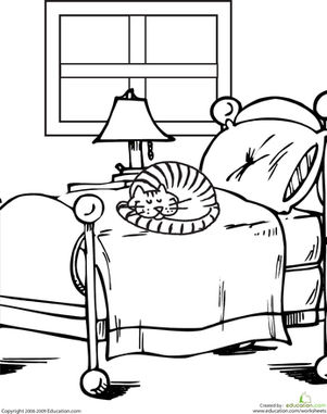 Sleeping Cat Coloring Page