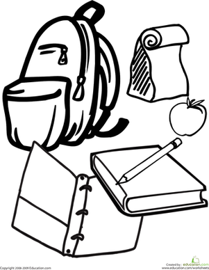 Color the School Supplies