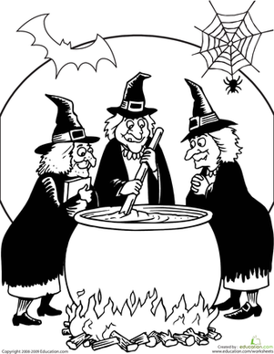Toil and Trouble Coloring Page