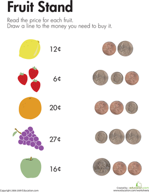 Counting Coins at the Fruit Stand