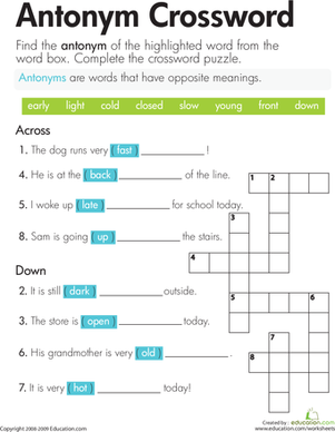 Antonym Crossword