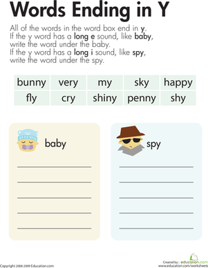 Vowel Sounds: Y as Long "E" and Long "I"