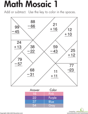 Addition and Subtraction: Math Mosaic 1