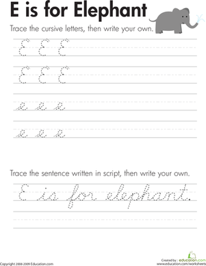 Cursive Handwriting Worksheets: Animal Alphabet | Education.com