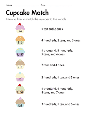 Number Place Values: Cupcake Match