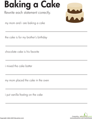 Fix the Sentences: Baking a Cake