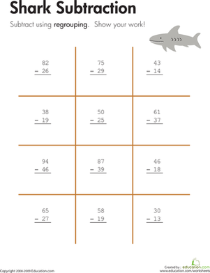 Shark!: Two-Digit Subtraction with Regrouping