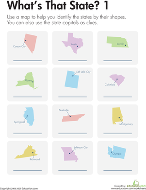 States and Capitals Practice: What's That State? 1