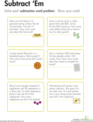 Subtraction Word Problems: Subtract 'Em