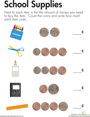 Counting Coins to Get Ready for School