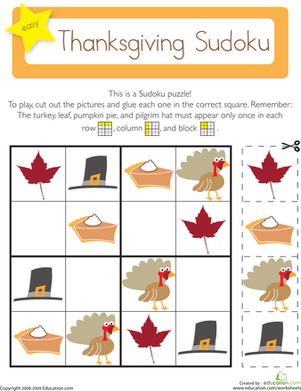 Sudoku for Kids: Thanksgiving
