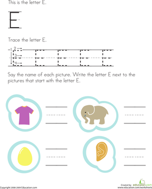 Trace and Write the Letter E