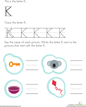 Trace and Write the Letter K