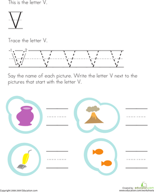 Trace and Write the Letter V