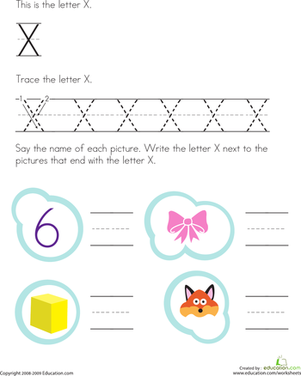 Trace and Write the Letter X