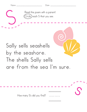 Find the Letter S: Sally Sells Seashells
