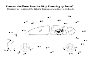 Connect the Dots: Practice Skip Counting by Fours!