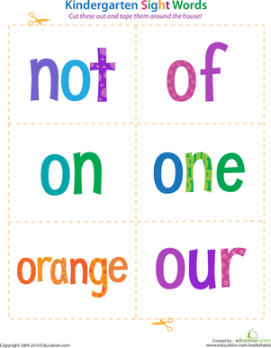 Kindergarten Sight Words: Not to Our