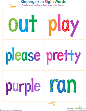 Kindergarten Sight Words: Out to Ran