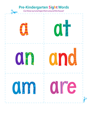 Pre-Kindergarten Sight Words: A to Are