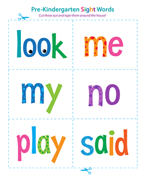 Pre-Kindergarten Sight Words: Look to Said