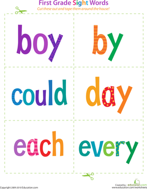 First Grade Sight Words: Boy to Every