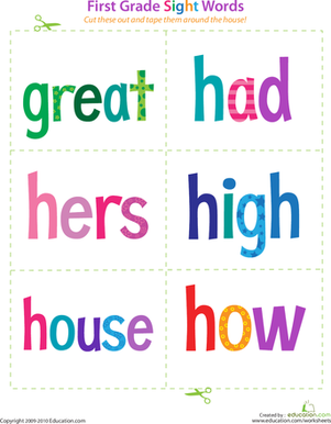 First Grade Sight Words: Great to How