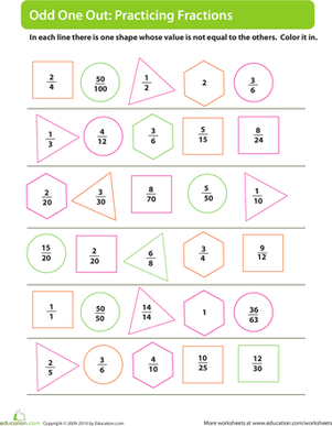Practicing Fractions: Odd Man Out