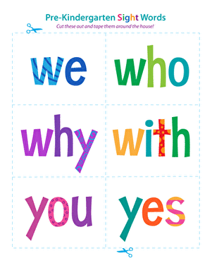 Pre-Kindergarten Sight Words: We to Yes