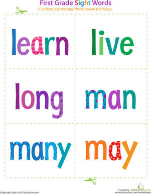 First Grade Sight Words: Learn to May