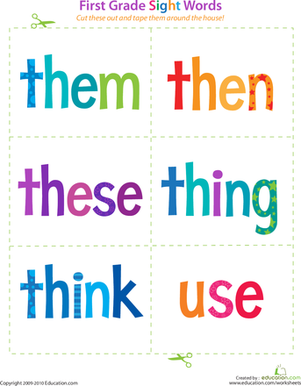 First Grade Sight Words: Them to Use