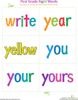 First Grade Sight Words: Write to Yours