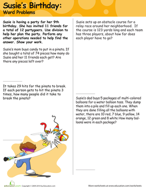 Susie's Birthday: Division Word Problems