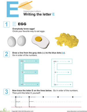 E is for Eggs! Practice Writing the Letter E